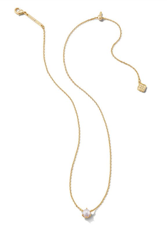 The Ashton Pearl Pendant Necklace in White Pearl	, Color: Gold