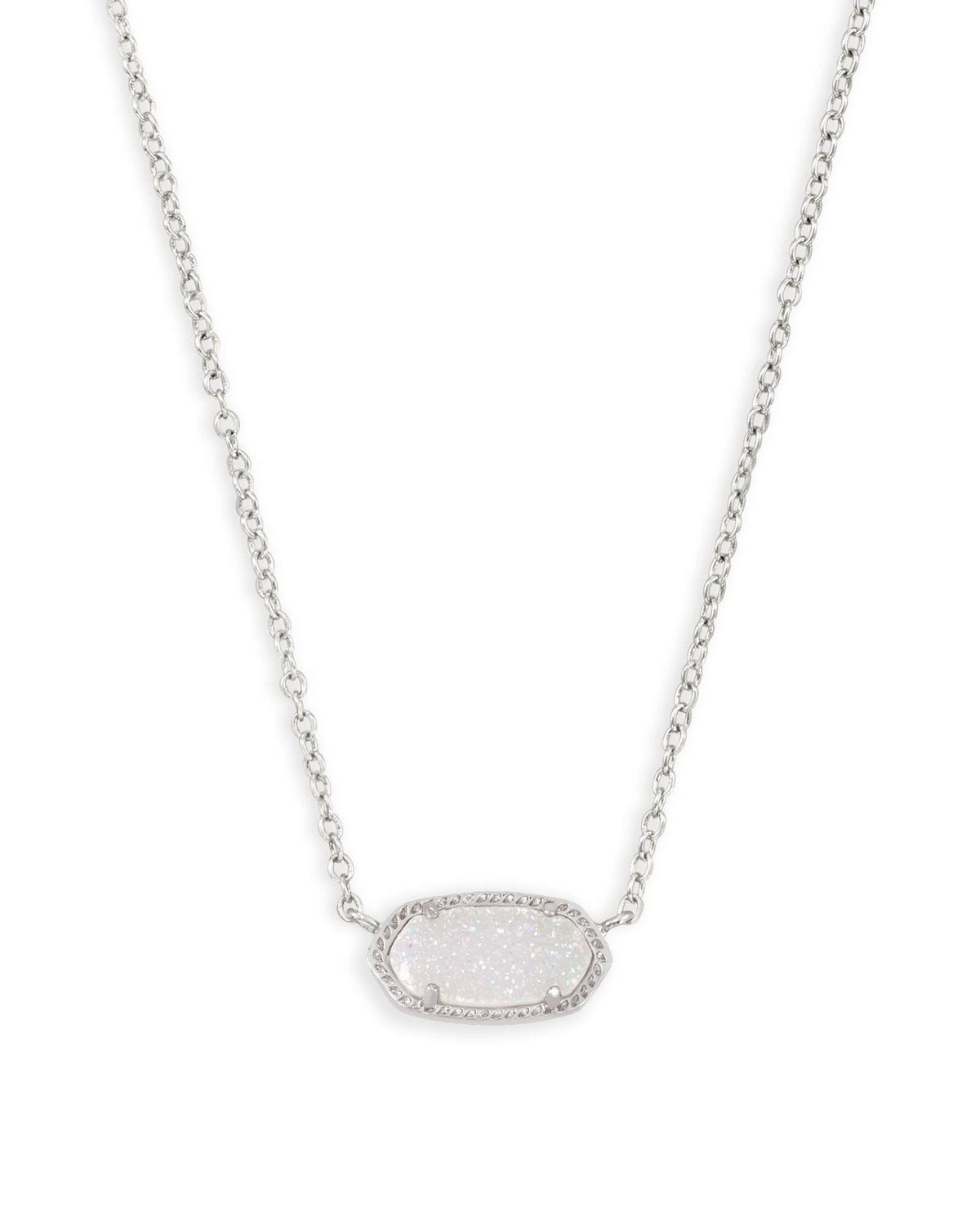 The Elisa Pendant Necklace in Iridescent Drusy, Color: Silver