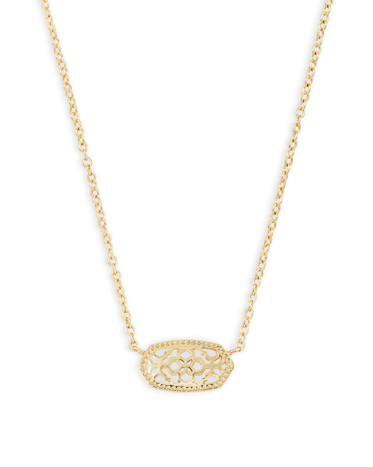 The Elisa Pendant Necklace in Filigree , Color: Gold