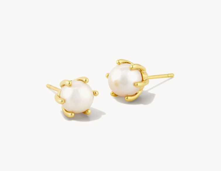 The Ashton Pearl Stud Earring, Color: Gold