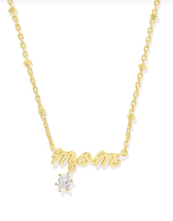 The Mom Crystal Pendant Necklace, Color: Gold