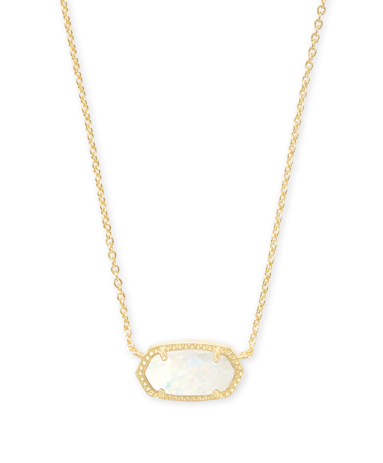 The Elisa Pendant Necklace in White Kyocera Opal, Color: Gold