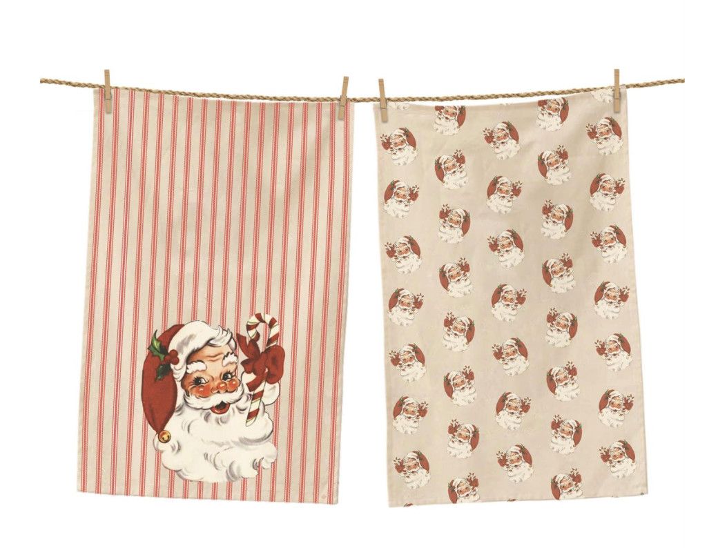 Vintage Santa Dishtowel Set of 2