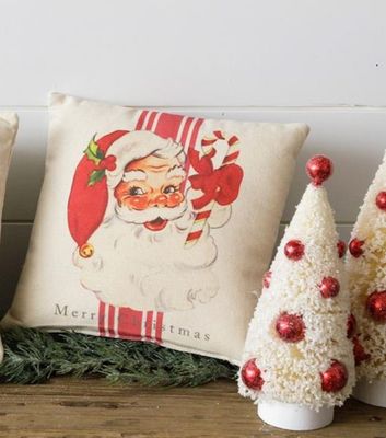 Mini Vintage Santa Merry Christmas Pillow