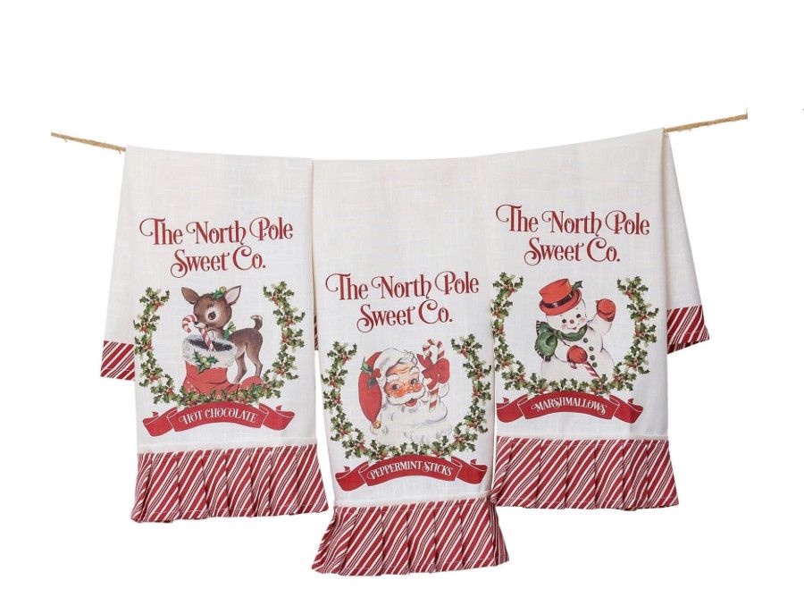 North Pole Sweet Co. Hot Chocolate Ruffled Tea Towel