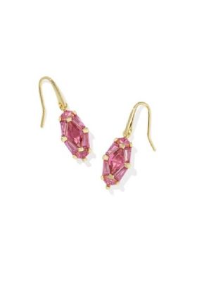 The Lindy Rae Lee Drop Earrings in Gold Pink Crystal