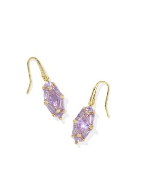 The Lindy Rae Lee Drop Earrings in Gold Violet Crystal