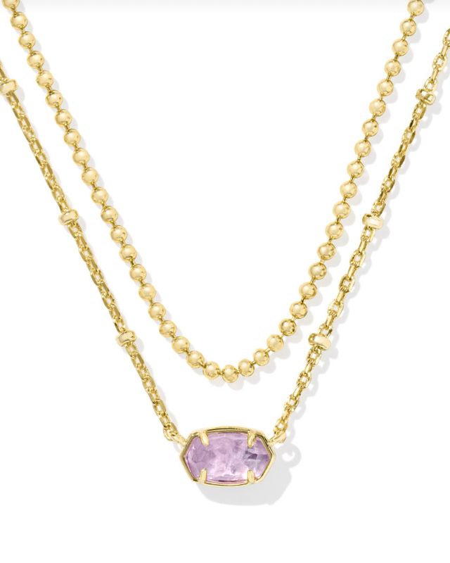 The Emilie Multistrand Necklace Gold Amethyst