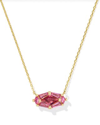 The Lindy Rae Elisa Pendant Necklace in Gold Pink Crystal