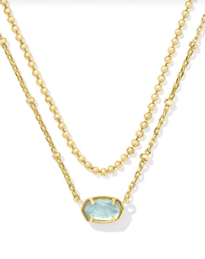 The Emilie Multistrand Necklace in Gold Light Blue Illusion