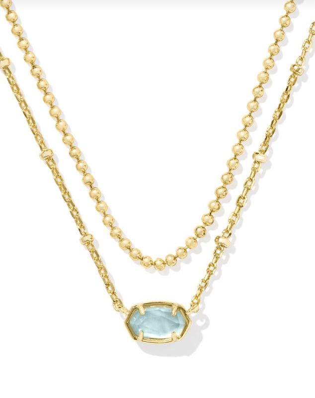 The Emilie Multistrand Necklace in Gold Light Blue Illusion
