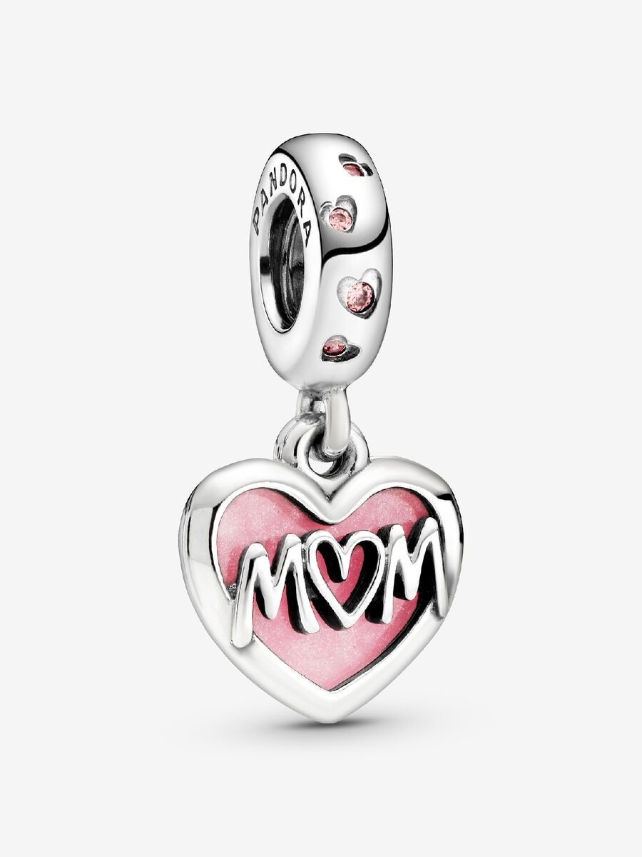PANDORA™ Mom Script Heart Dangle Charm