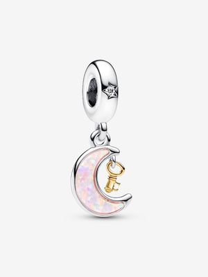 PANDORA™ Moon &amp; Key Two Tone Dangle Charm