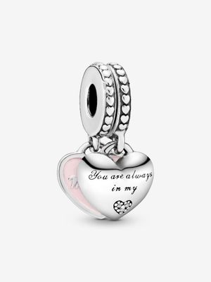 PANDORA™ Mother &amp; Daughter 2-Piece Split Heart Pink Enamel Charm