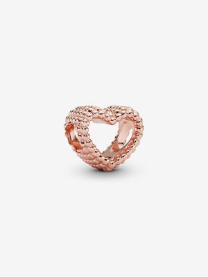 PANDORA™ Beaded Open Heart 14K Rose Gold Charm