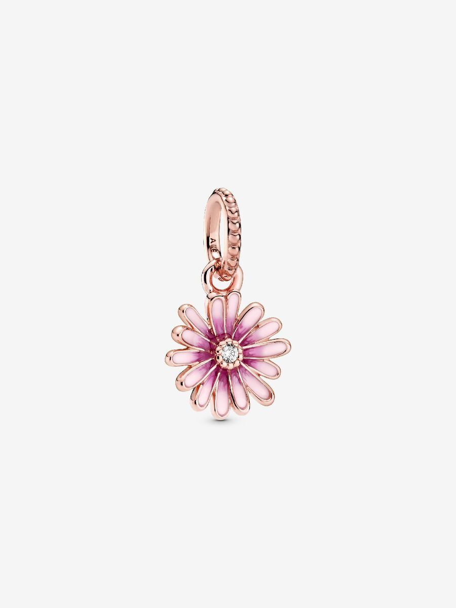 PANDORA™ Pink Daisy Flower 14K Rose Gold Plated Dangle Charm