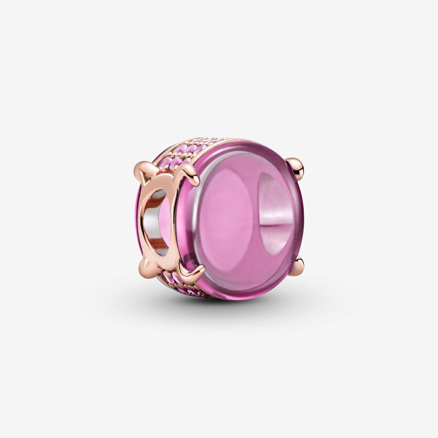 PANDORA™ Pink Oval Cabochon 14K Rose Gold Plated Charm
