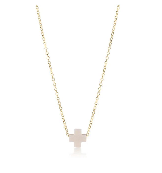 16&quot; Signature Cross Gold Necklace, Color: Off White