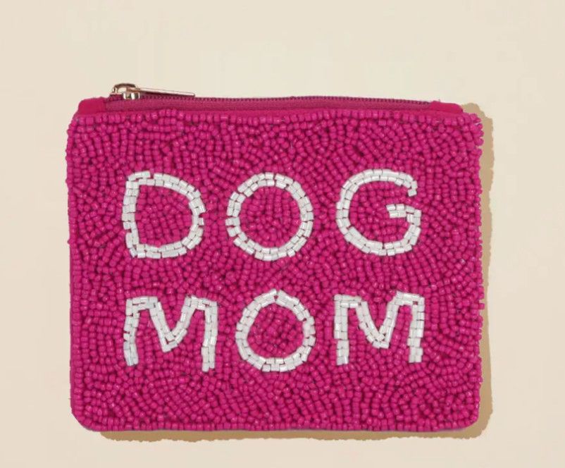 Dog Mom Beaded Mini Pouch
