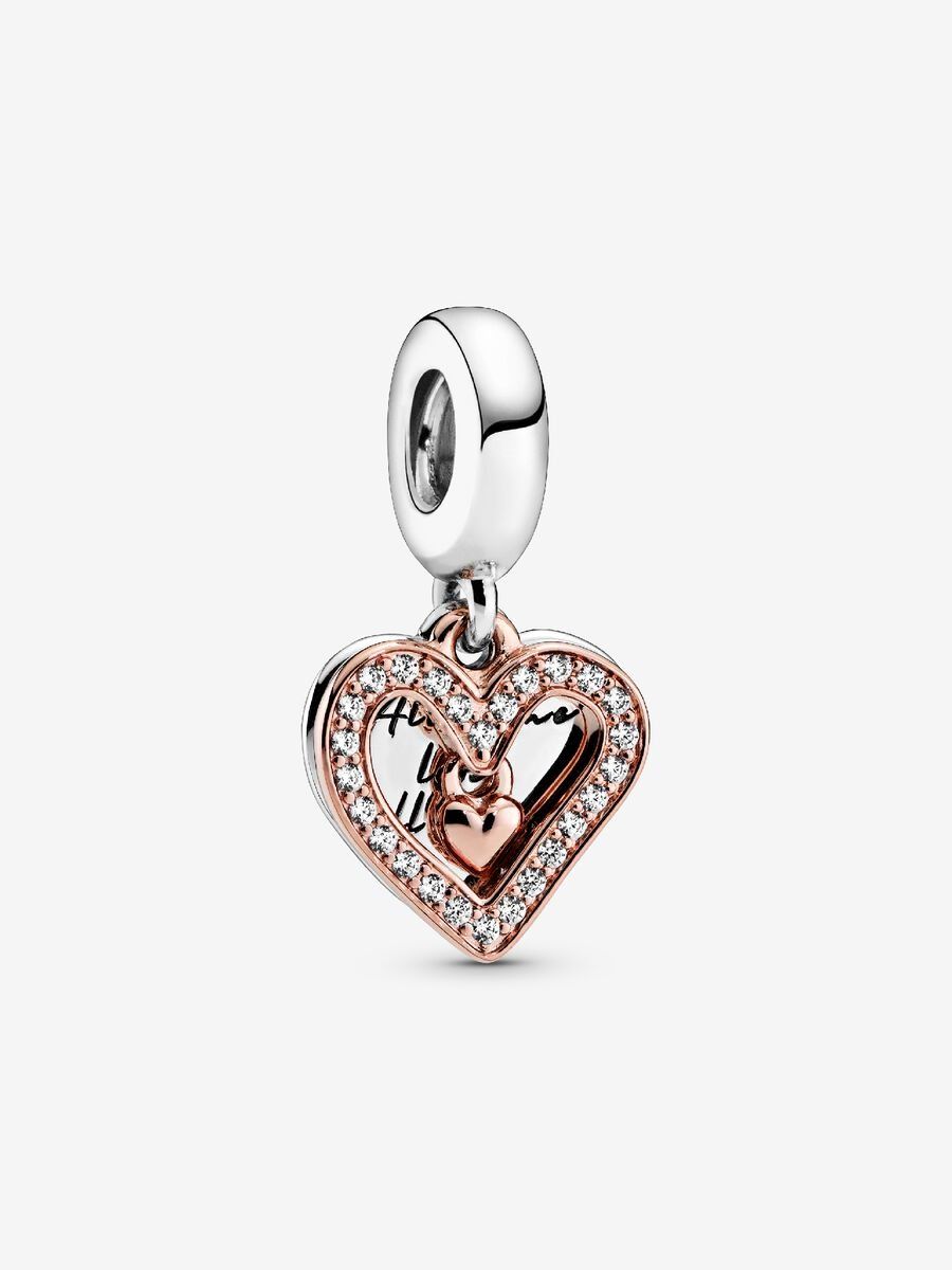 PANDORA™ Sparkling Freehand Heart 14K Rose Gold Plated Dangle