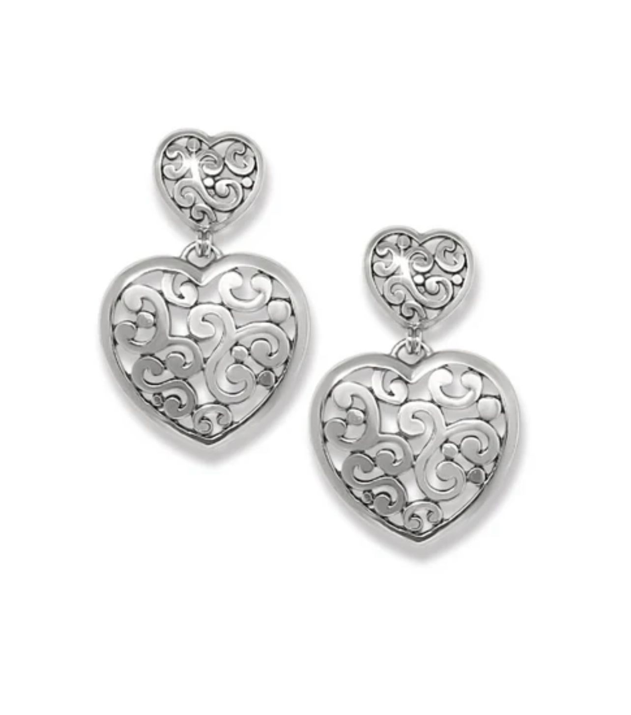 Contempo Heart Double Post Drop Earrings