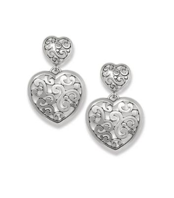 Contempo Heart Double Post Drop Earrings