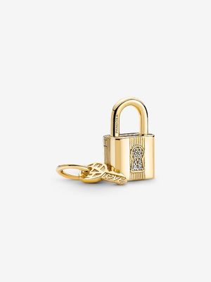 PANDORA™ Padlock &amp; Key 14K Gold Plated Dangle Charm