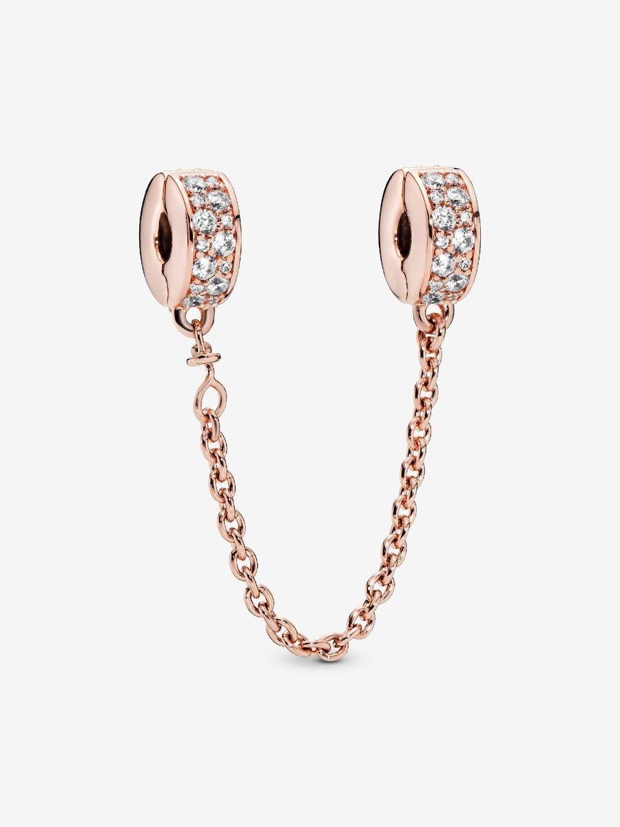 PANDORA™ Shining Elegance 14K Rose Gold Plated Pavé Safety Chain
