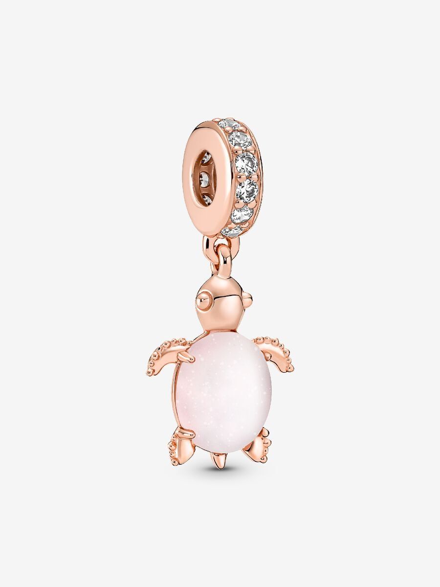 PANDORA™ Murano Glass Pink Sea Turtle 14K Rose Gold Plated Dangle Charm