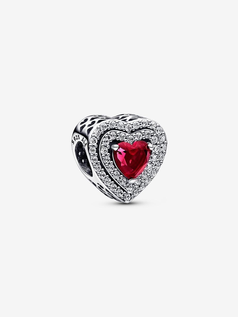 PANDORA™ Red Sparkling Levelled Heart Charm