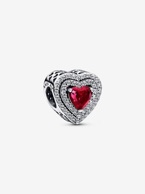 PANDORA™ Red Sparkling Levelled Heart Charm