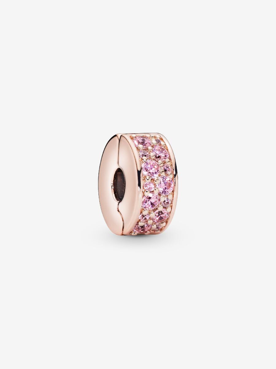 PANDORA™ Shining Elegance Pink Pavé 14K Rose Gold Plated Clip Charm
