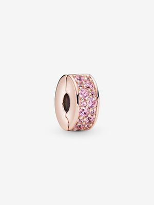 PANDORA™ Shining Elegance Pink Pavé 14K Rose Gold Plated Clip Charm