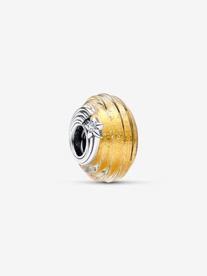 PANDORA™ Shooting Star Grooved 24K Gold Foil Murano Glass Charm