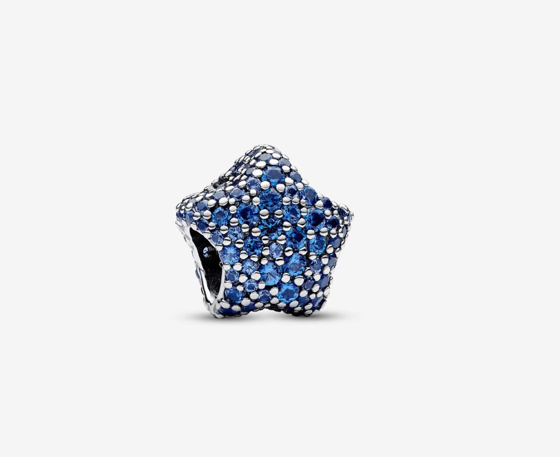 PANDORA™ Star Silver Charm with Blue Pave Crystals
