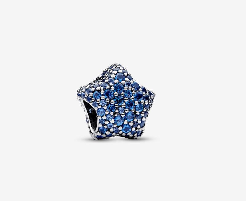 PANDORA™ Star Silver Charm with Blue Pave Crystals