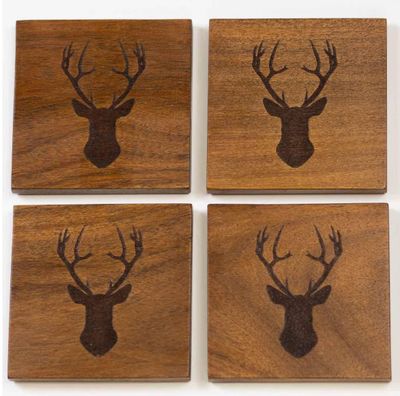 Deer Etched Wooden Coasters