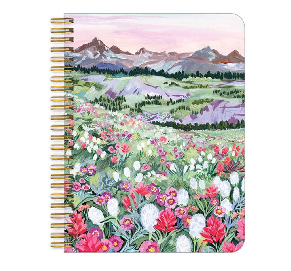Flowers &amp; Mountain Foil Stamped Medium Notebook