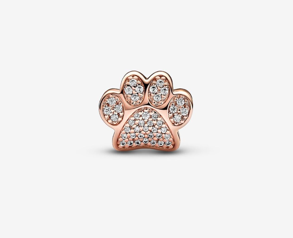 PANDORA™ Sparkling Paw Print 14k Rose Gold Plated Charm