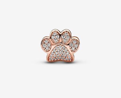 PANDORA™ Sparkling Paw Print 14k Rose Gold Plated Charm
