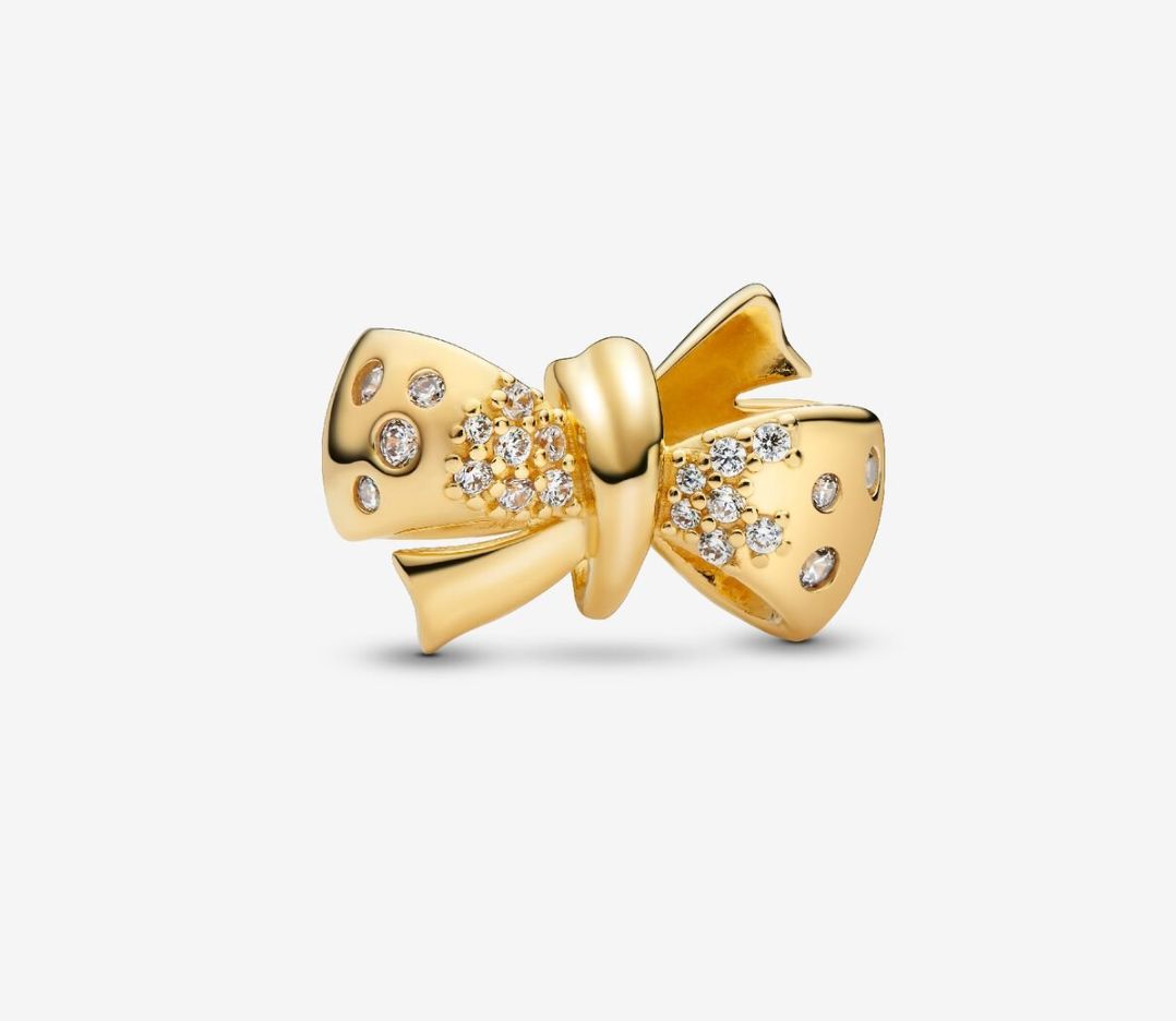 PANDORA™ Sparkling 14K Gold Plated Bow Charm