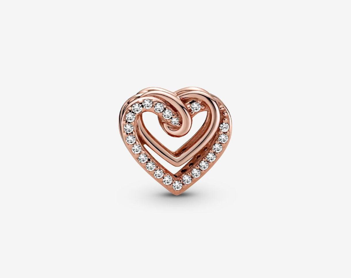 PANDORA™ Rose Gold Sparkling Entwined Hearts Charm