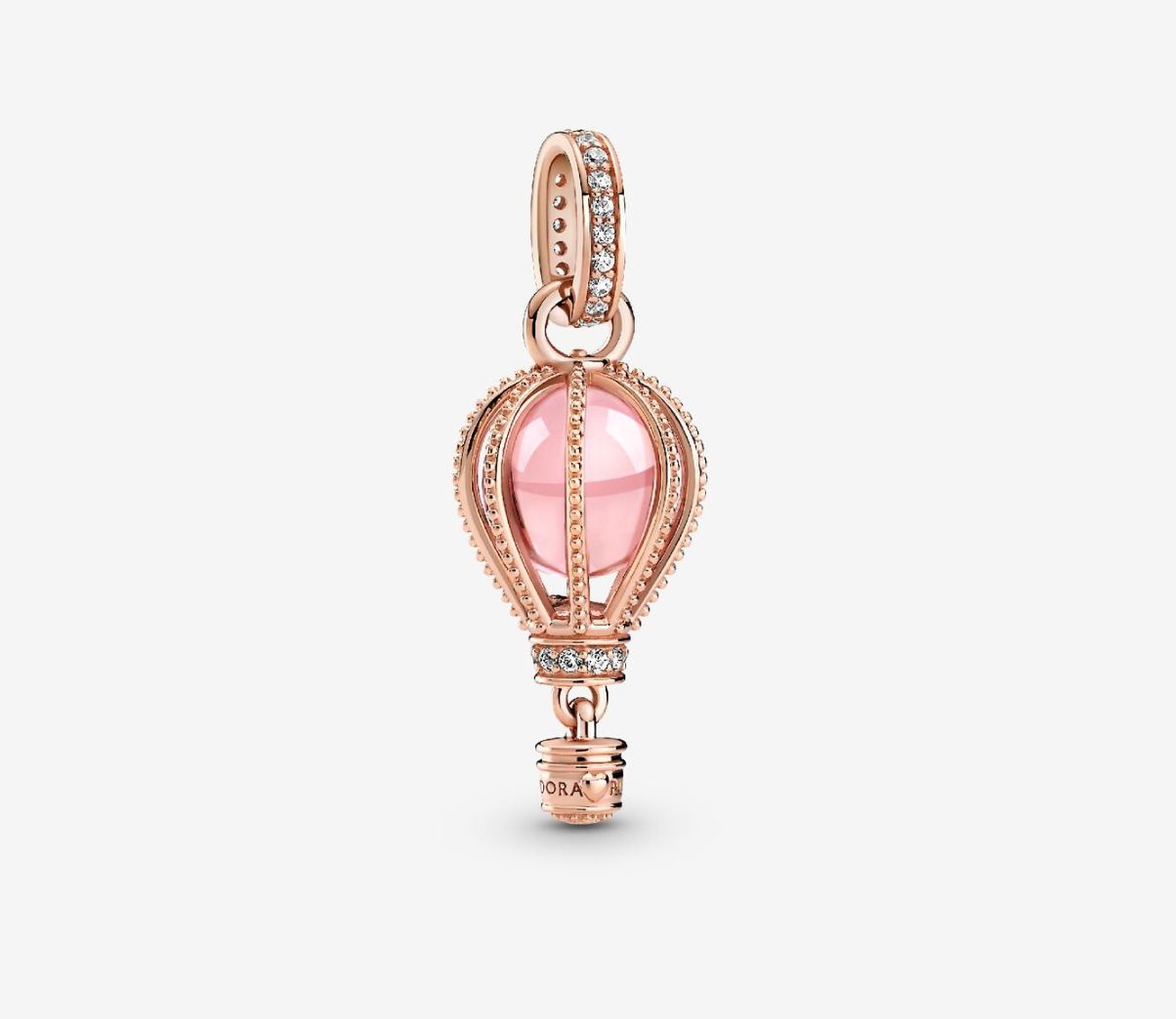PANDORA™ Sparkling 14K Rose Gold Plated Pink Hot Air Balloon Dangle Charm