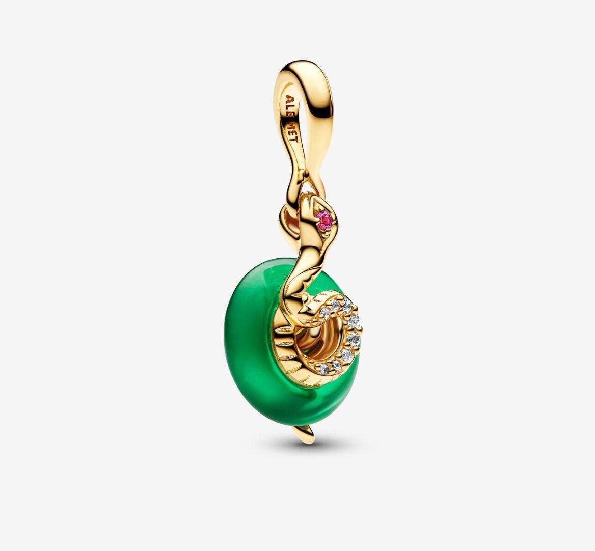 PANDORA™ Snake Green Murano Glass Dangle Charm