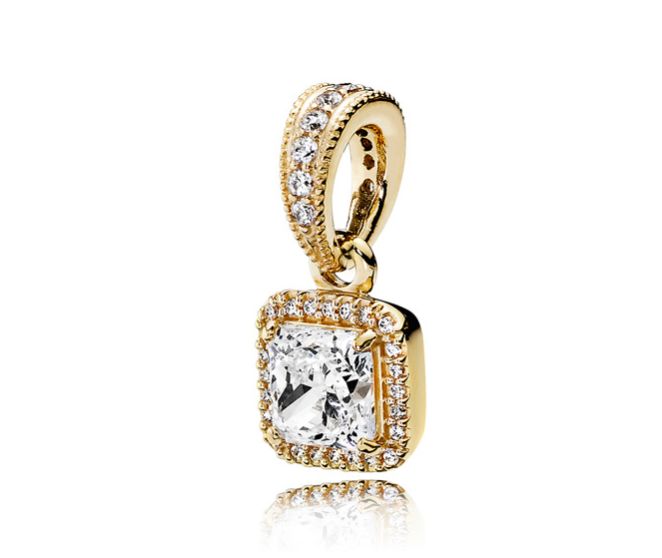 PANDORA™ 14 Gold Square Sparkle Halo Pendant