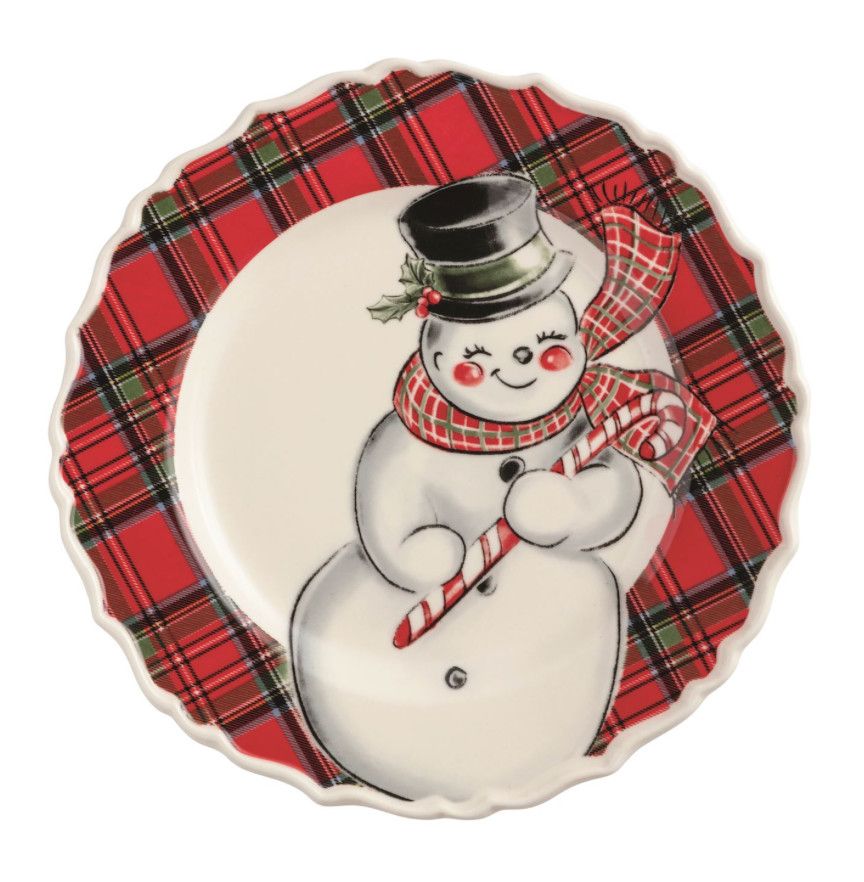 Christmas Salad Plate, Color: Snowman Icon