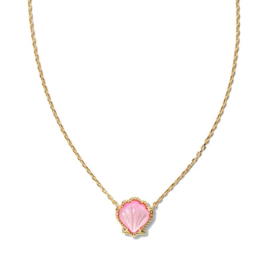 The Brynne Shell Pendant Necklace in Gold Blush Mother of Pearl
