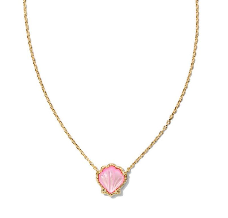 The Brynne Shell Pendant Necklace in Gold Blush Mother of Pearl