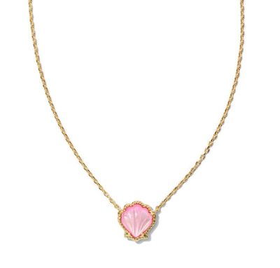 The Brynne Shell Pendant Necklace in Gold Blush Mother of Pearl