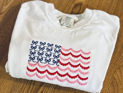 The Preppy American Flag Embroidered Comfort Tee
